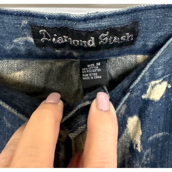 Diamond Stash Destroyed Acid Wash Distressed Jeans Size 38 Men"s Biker - Picture 4 of 7